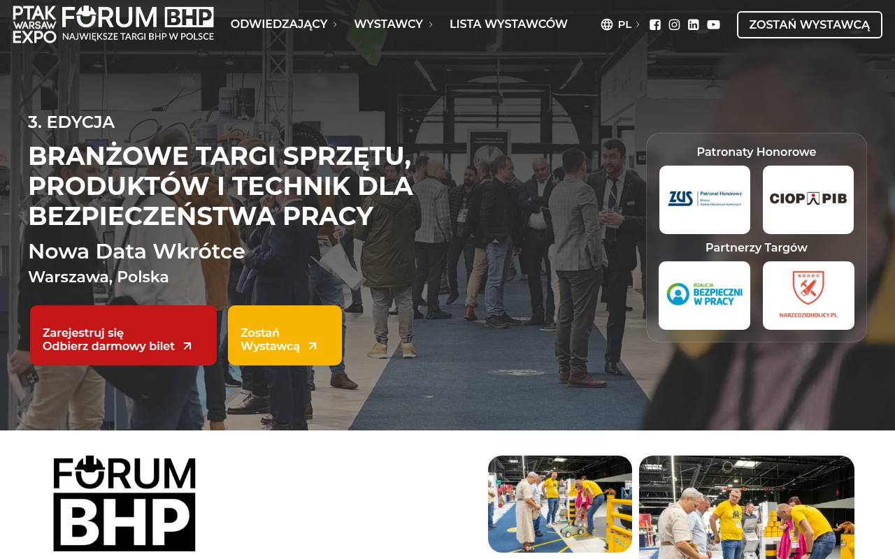 Strona targów Forum BHP