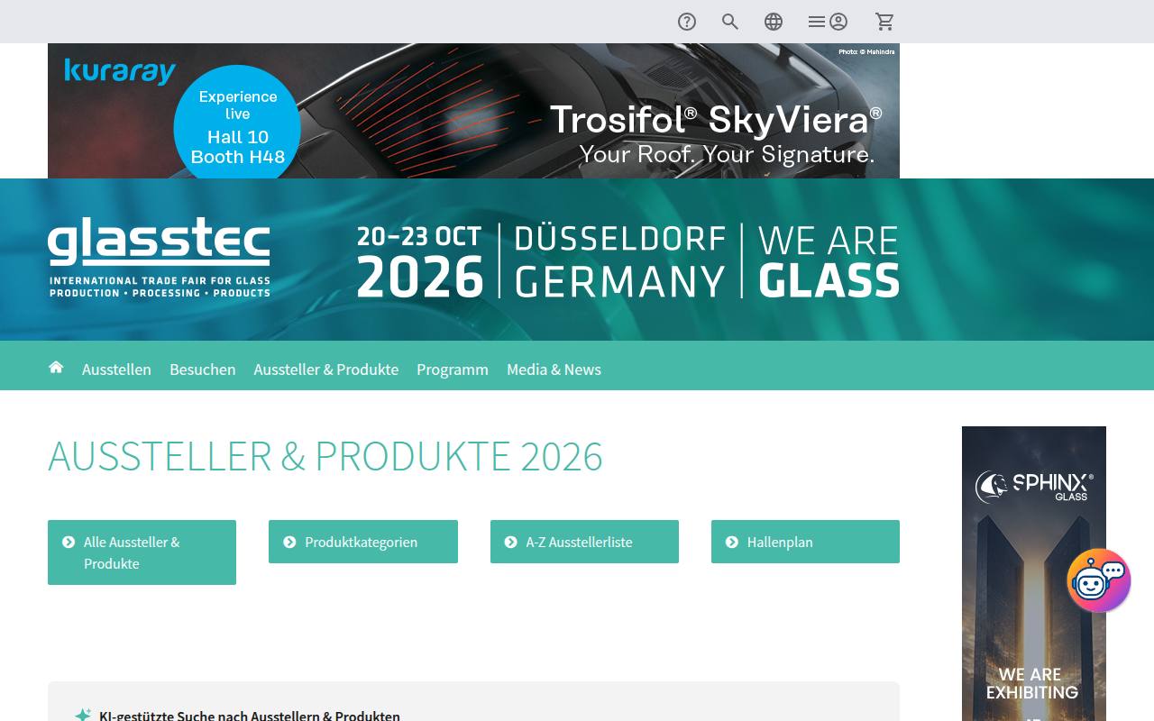 Strona targów glasstec
