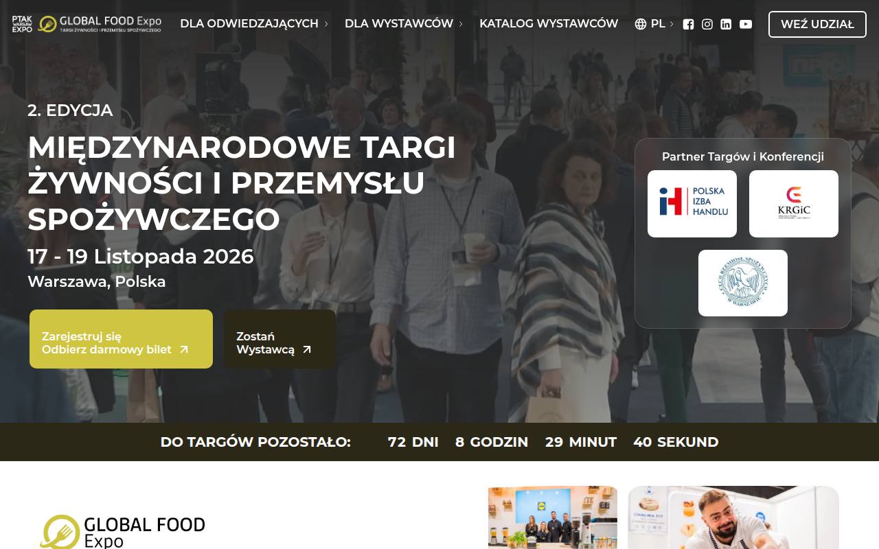 Strona targów Global Food Expo