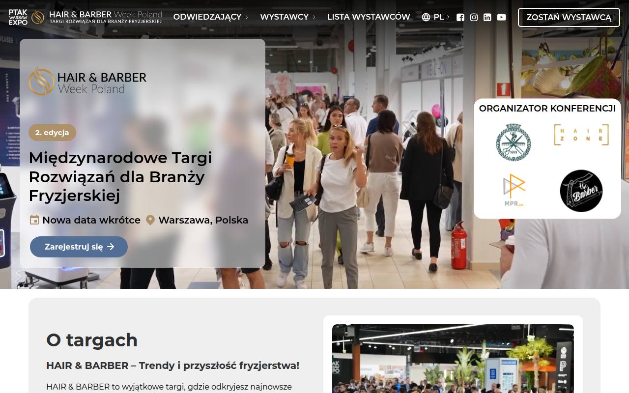 Strona targów Hair & Barber Week Poland
