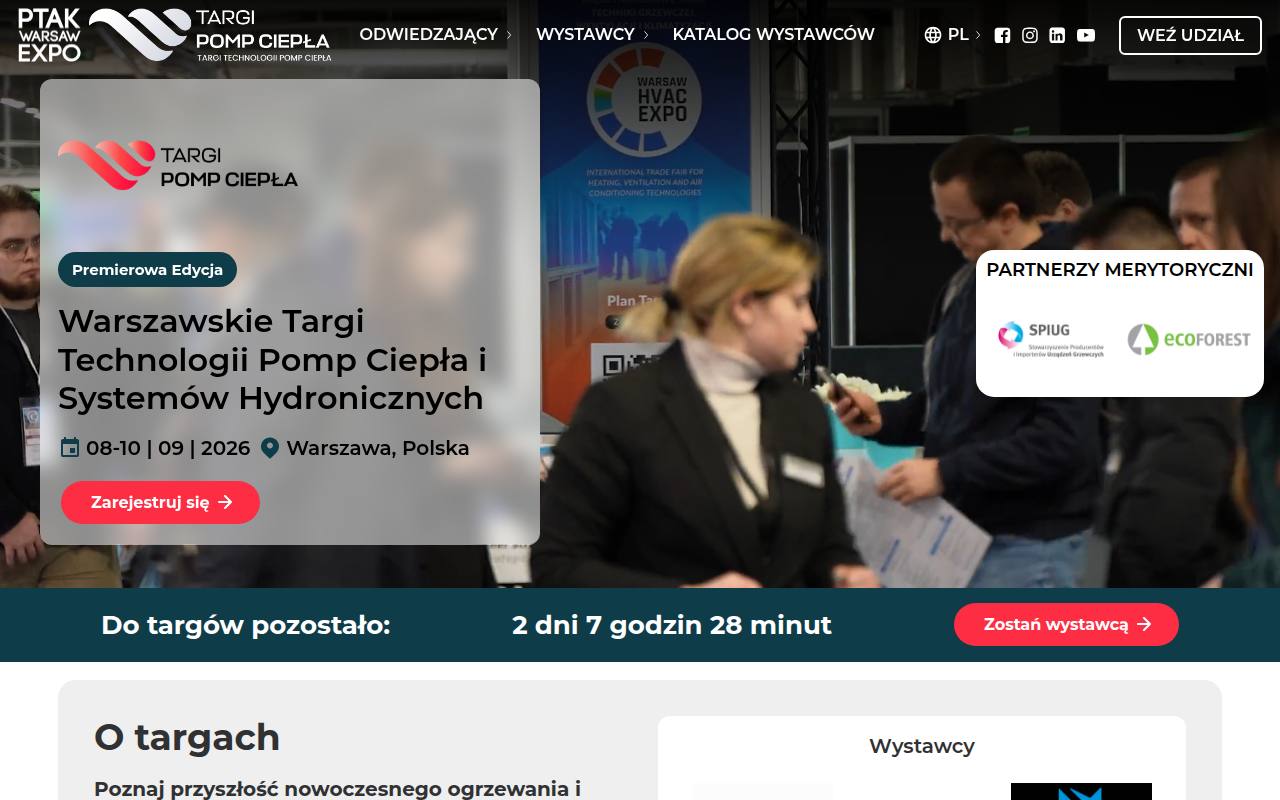 Strona targów Heat Pumps Expo