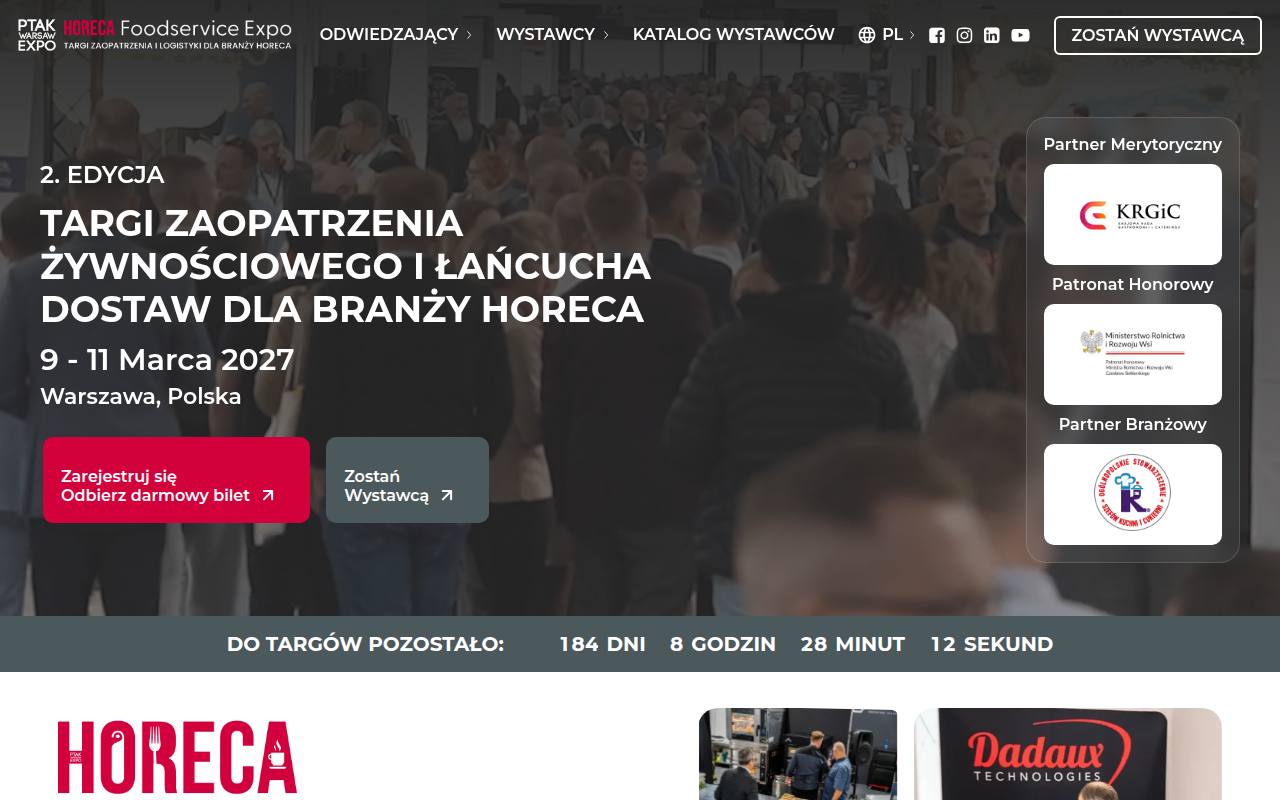 Strona targów Horeca FoodService Expo
