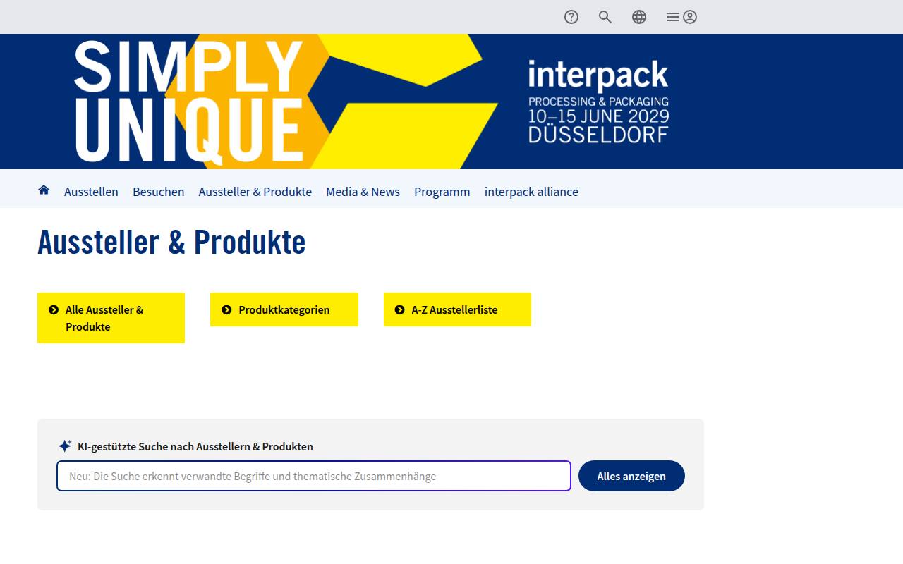 Strona targów interpack