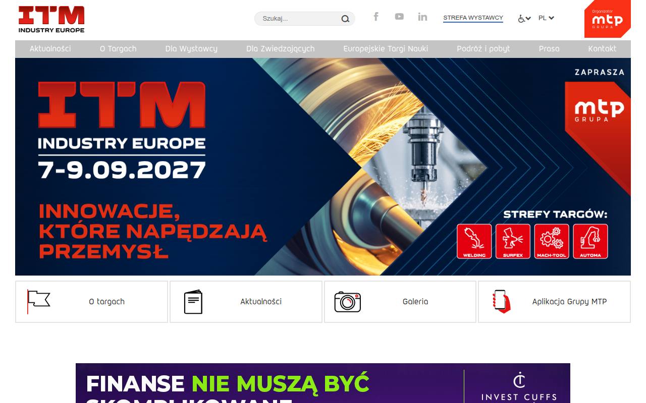 Strona targów ITM Industry Europe