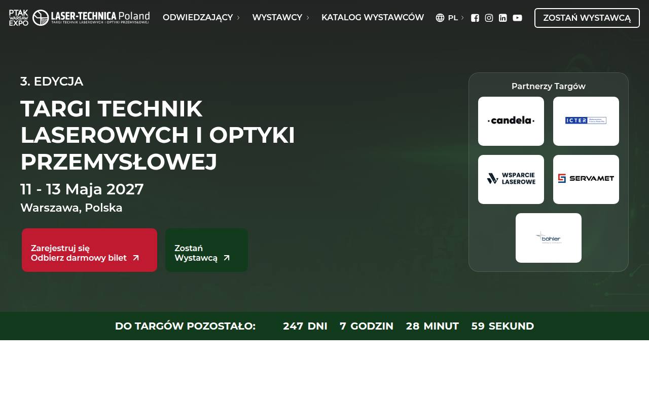 Strona targów Laser-Technica Poland
