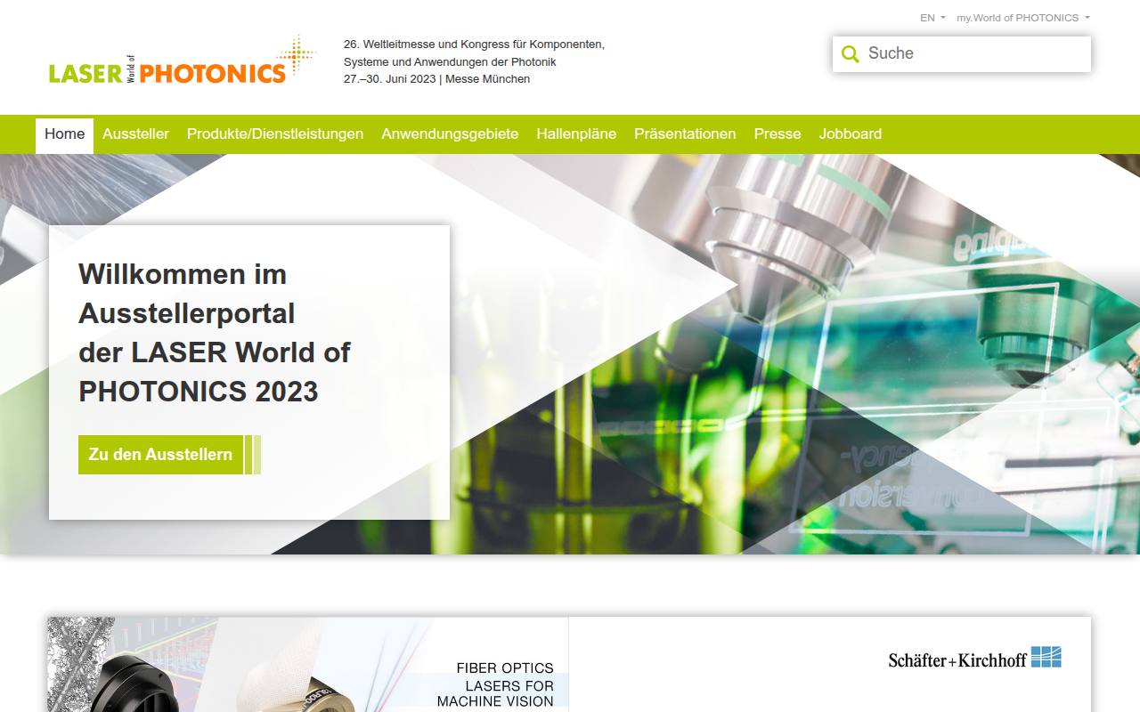 Strona targów LASER World of PHOTONICS