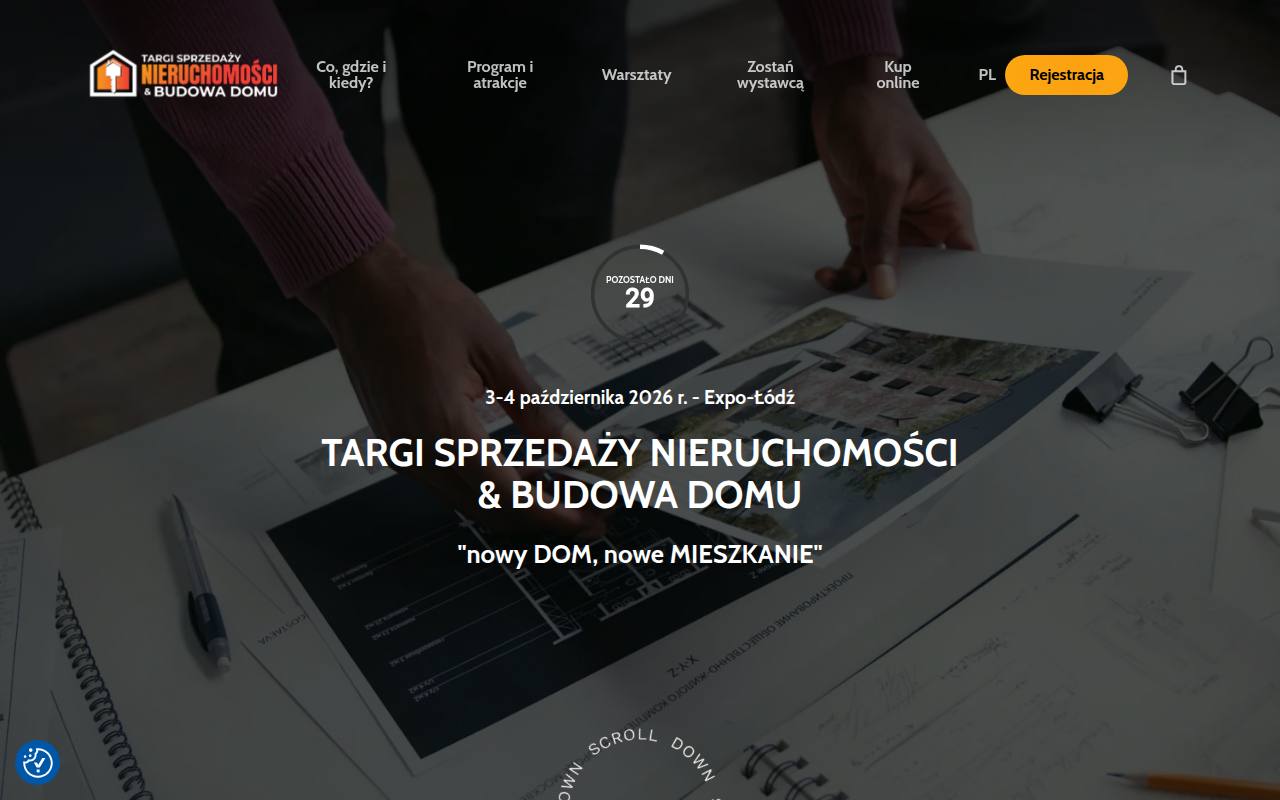 Strona targów Łódzkie Targi Nieruchomości & Budowa Domu