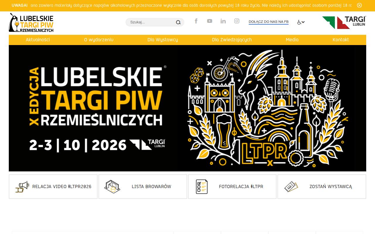 Strona targów Lubelskie Targi Piw Rzemieślniczych