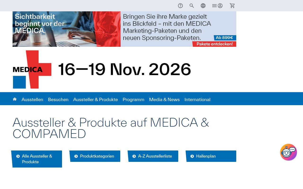 Strona targów MEDICA + COMPAMED