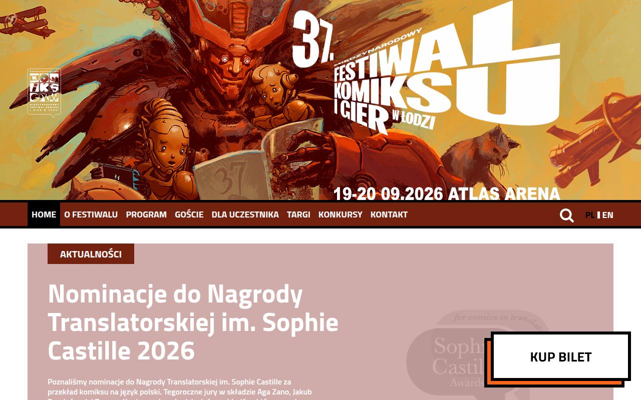 Strona targów Międzynarodowy Festiwal Komiksu i Gier