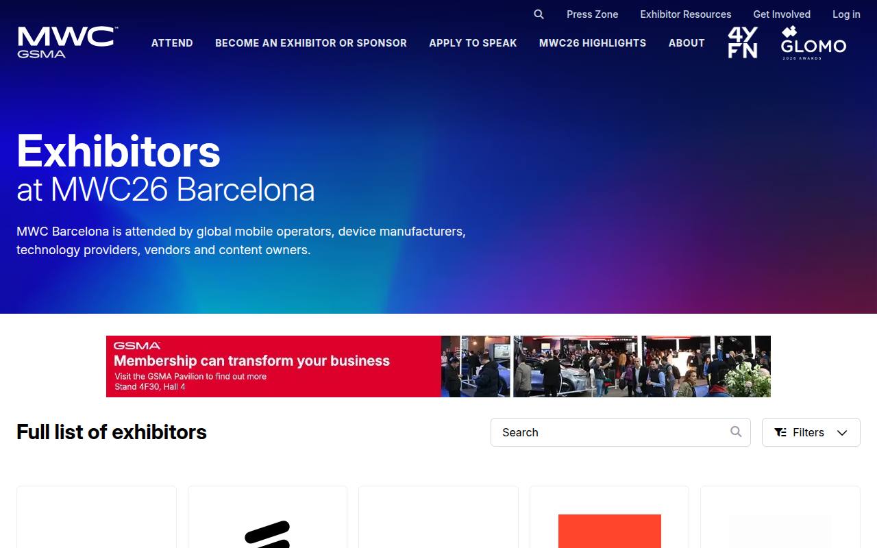 Strona targów MWC Barcelona