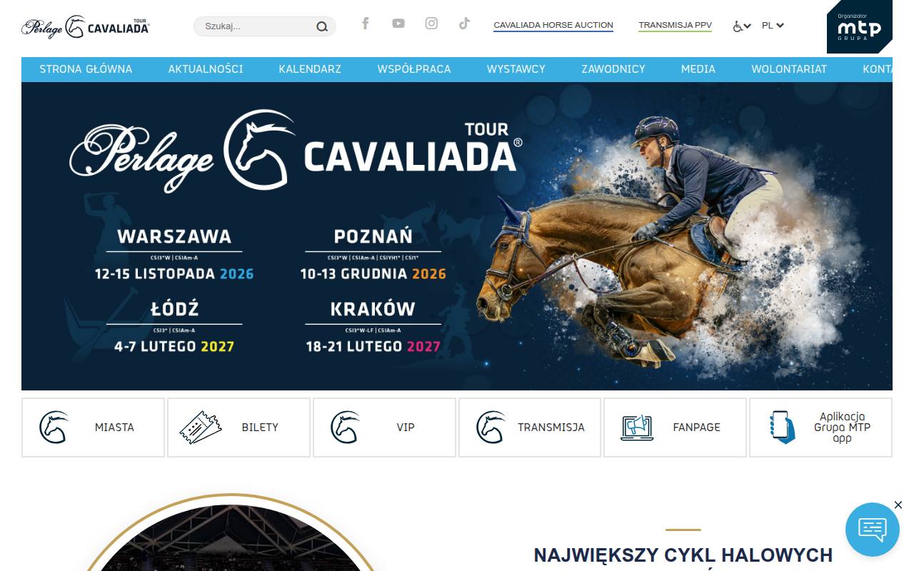 Strona targów Perlage CAVALIADA Warszawa