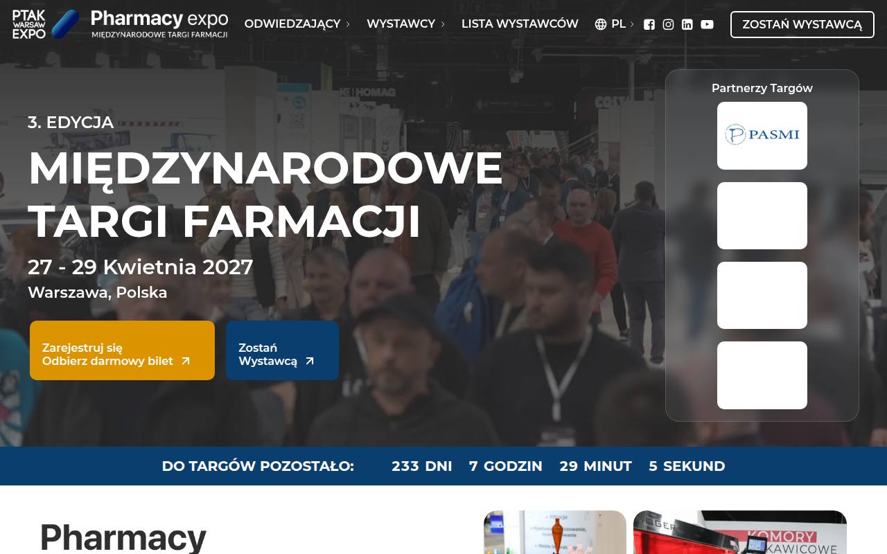 Strona targów Pharmacy Expo