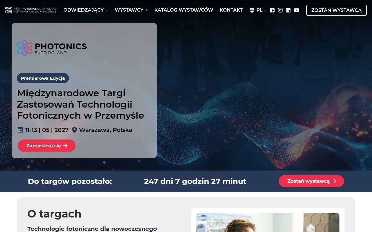 Strona targów Photonics Expo Poland