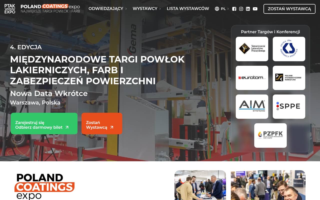 Strona targów Poland Coatings Expo