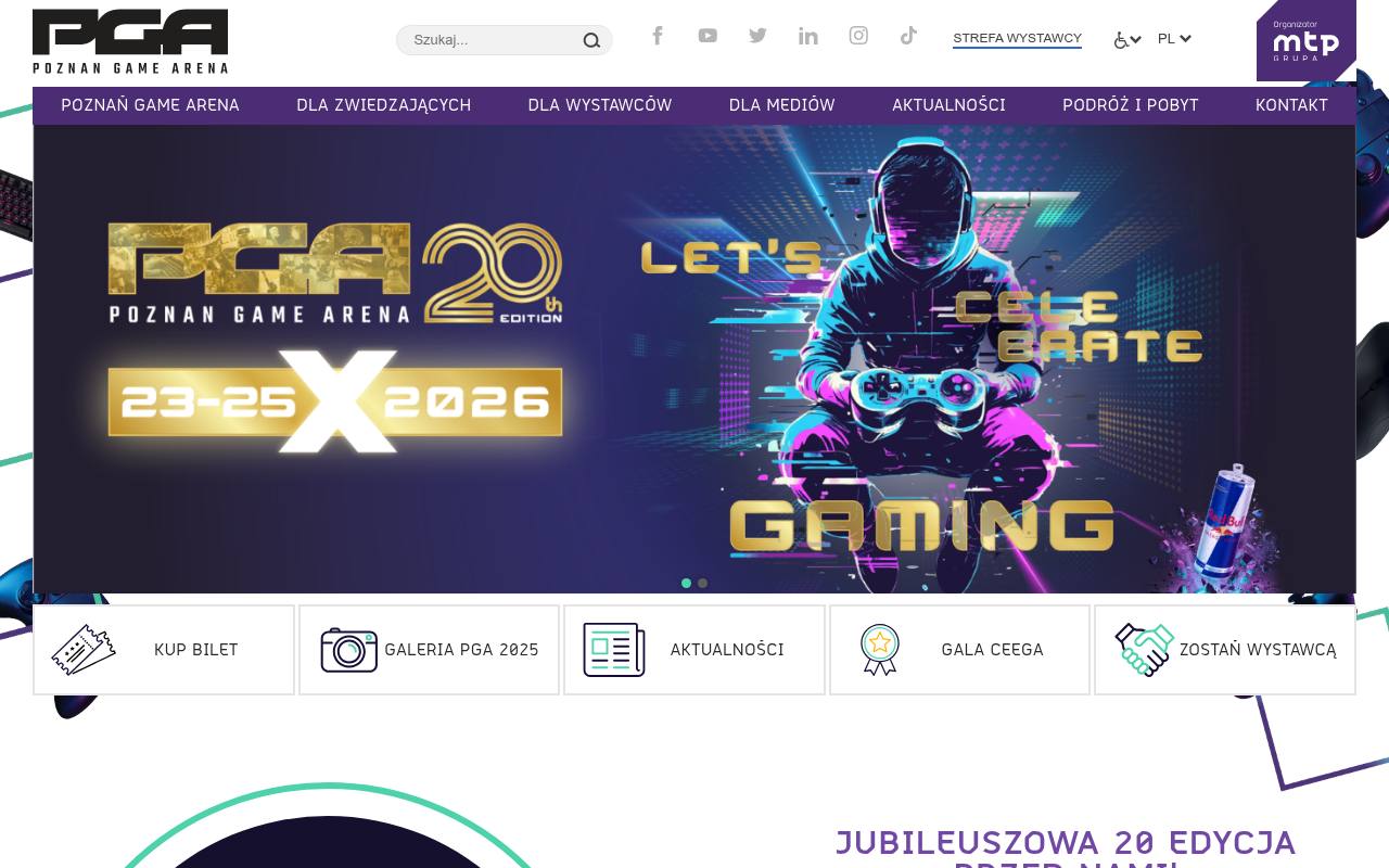 Strona targów Poznań Game Arena