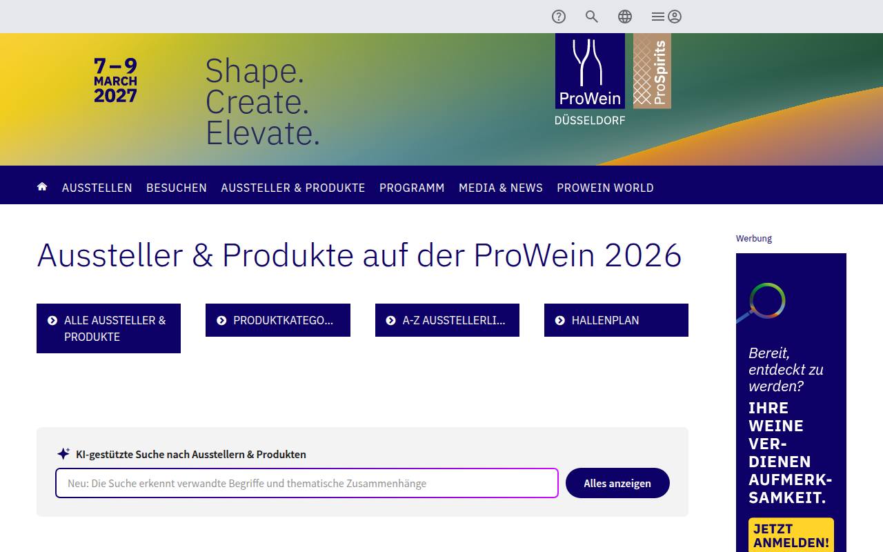 Strona targów ProWein