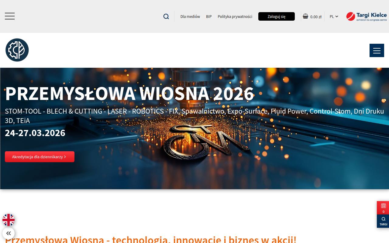 Strona targów Przemyslowa Wiosna / STOM
