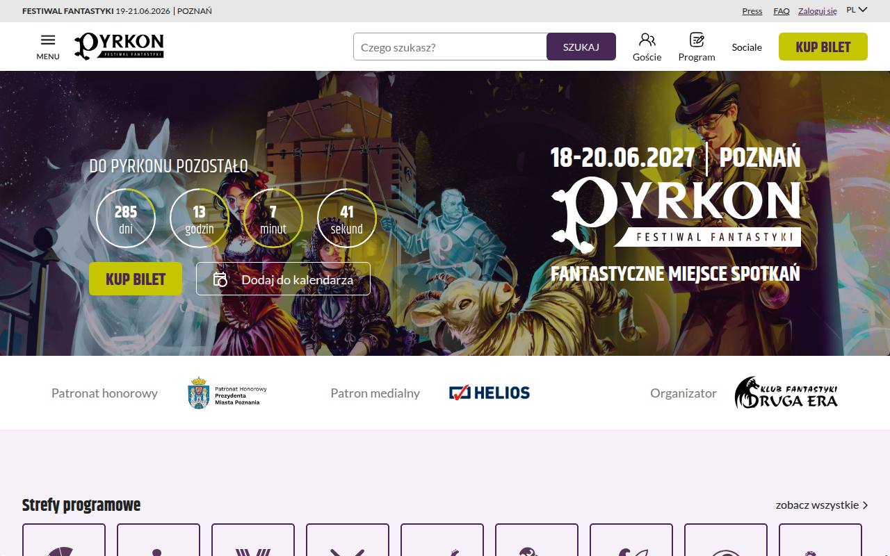 Strona targów Pyrkon – Kraina Wystawców