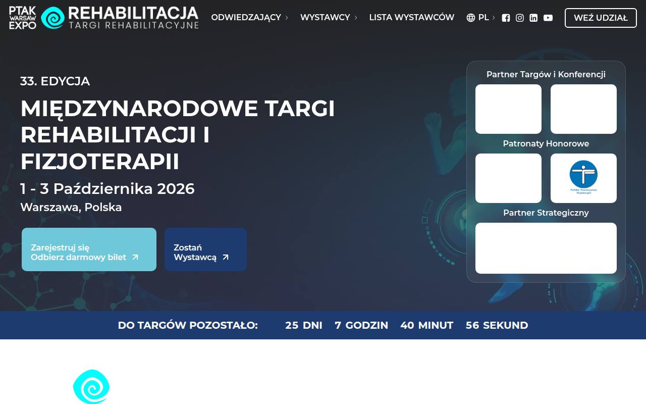 Strona targów Rehabilitation & Physiotherapy Fair