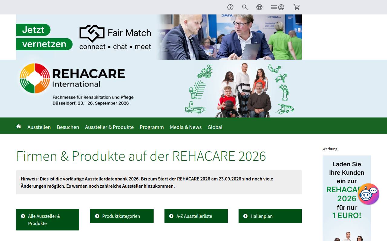 Strona targów REHACARE