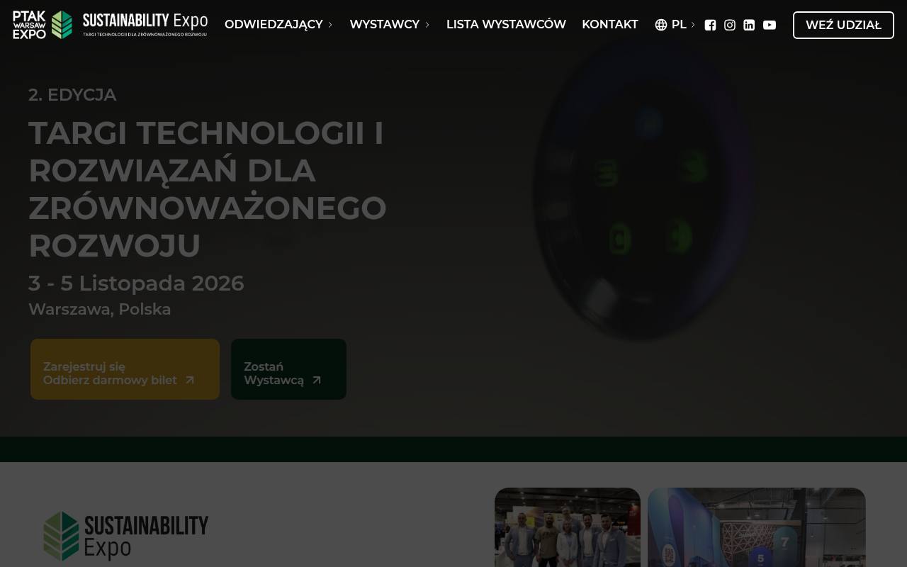 Strona targów Sustainability Expo