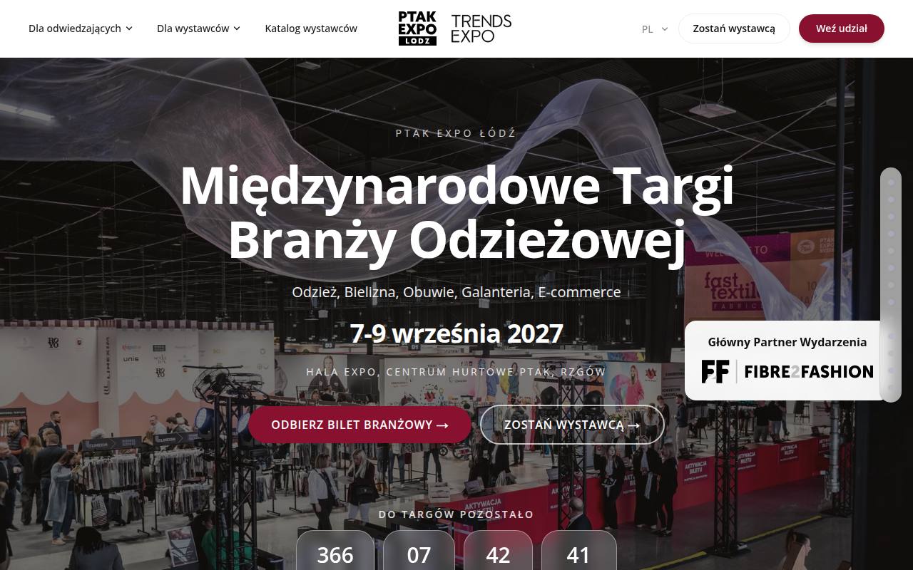 Strona targów Trends Expo