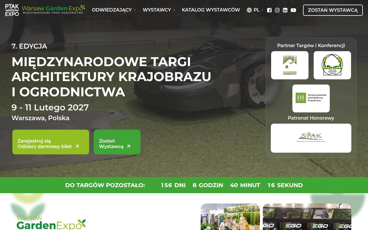 Strona targów Warsaw Garden Expo