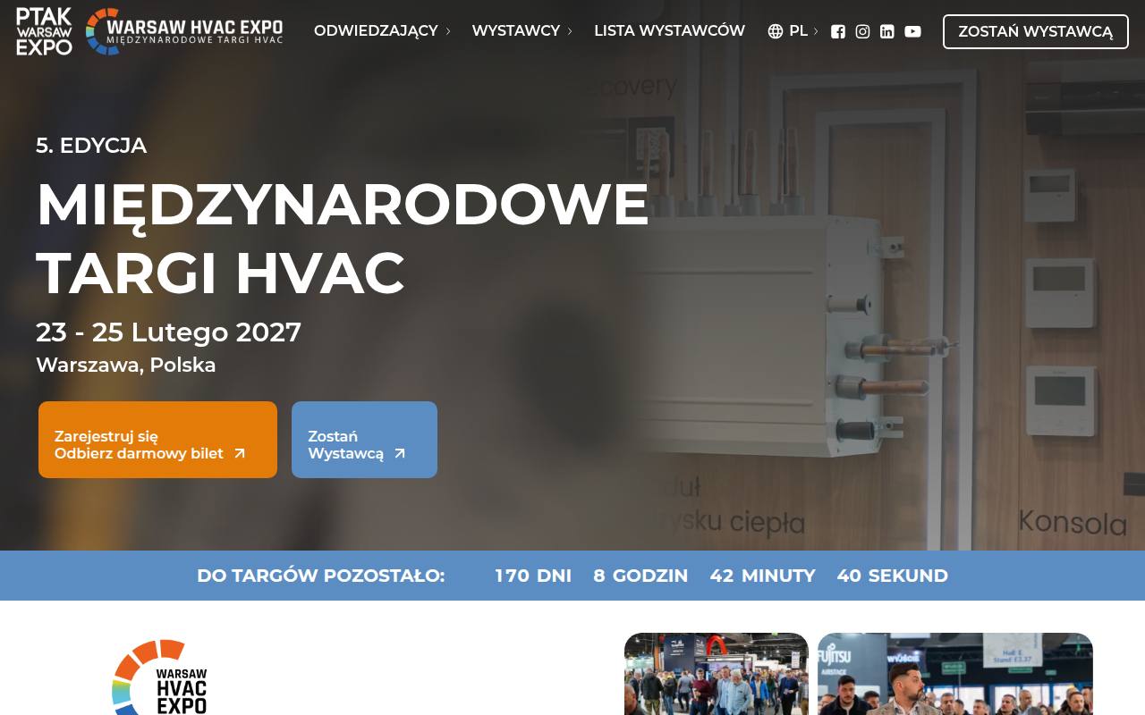 Strona targów Warsaw HVAC Expo