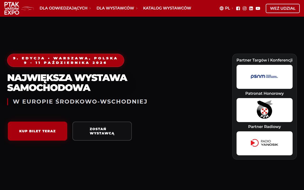 Strona targów Warsaw Motor Show