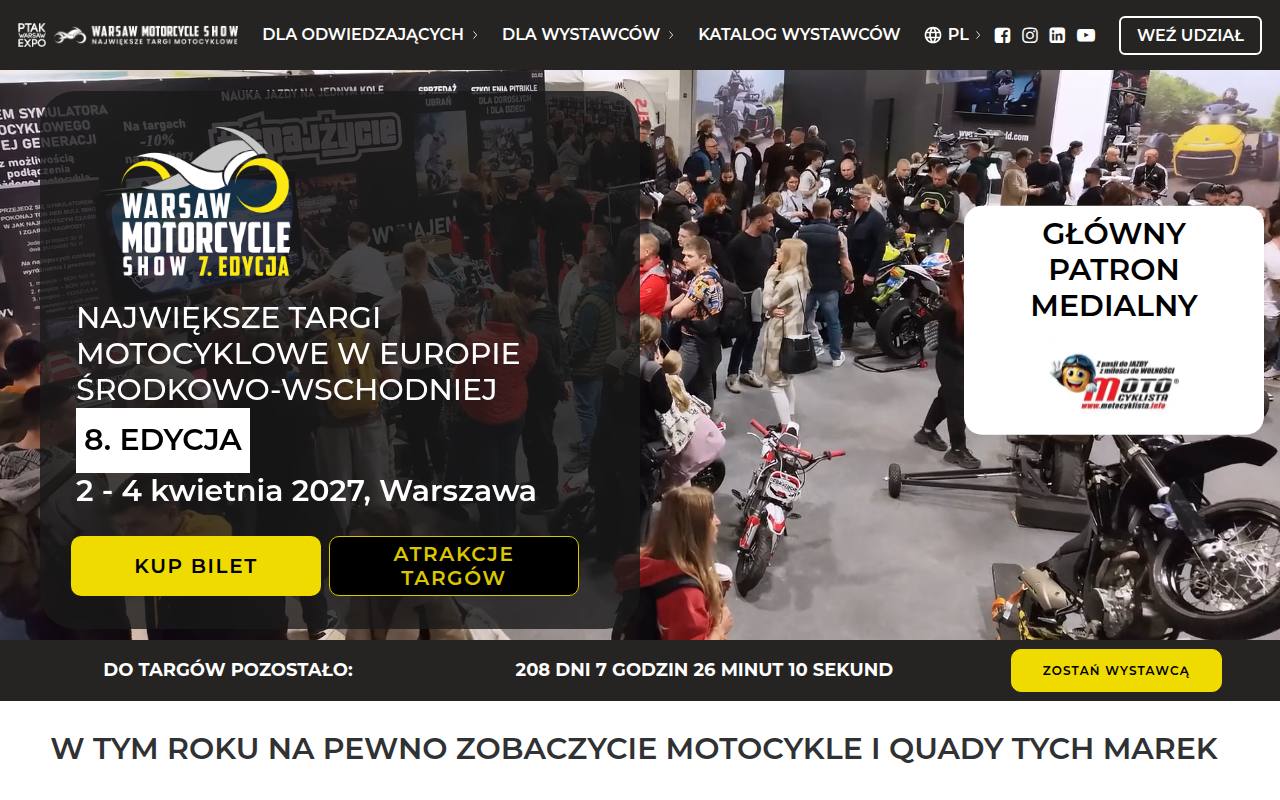 Strona targów Warsaw Motorcycle Show