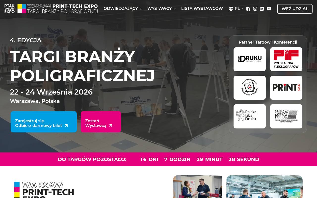 Strona targów Warsaw Print-Tech Expo