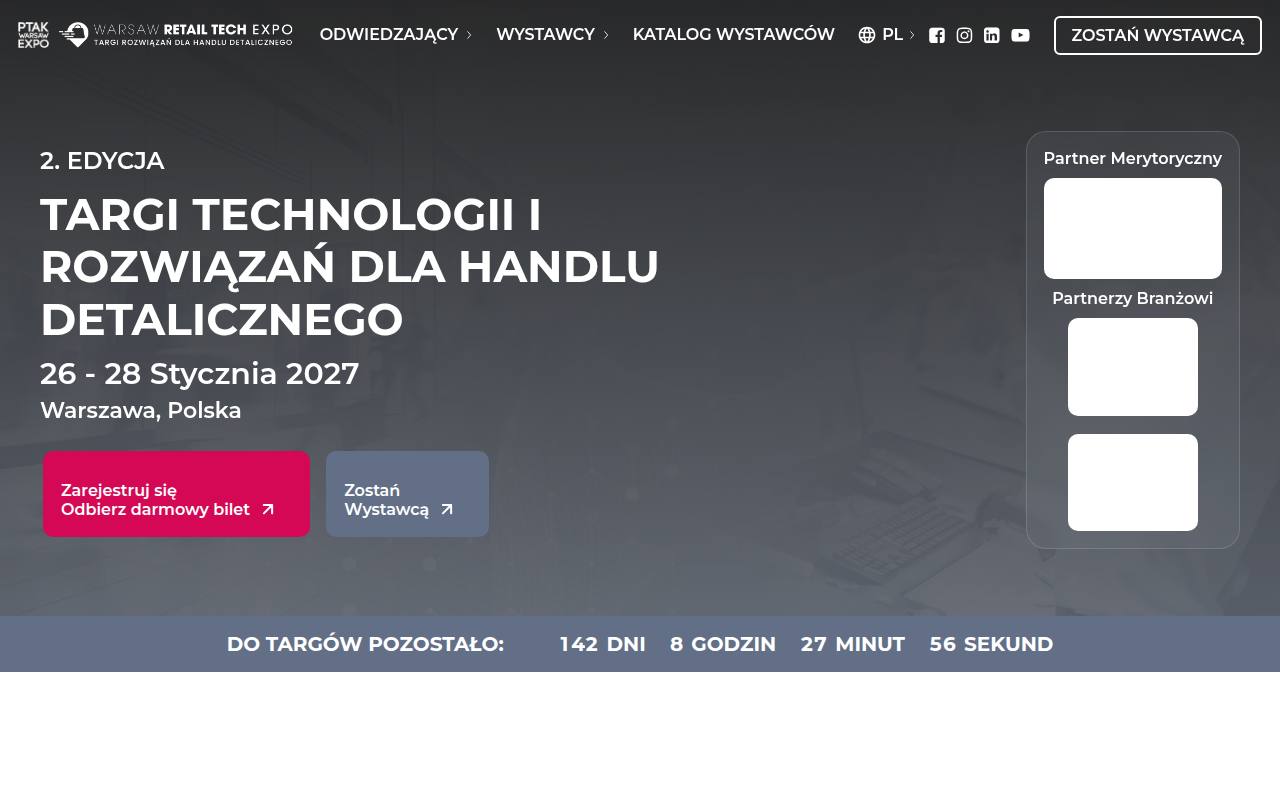 Strona targów Warsaw Retail Tech Expo