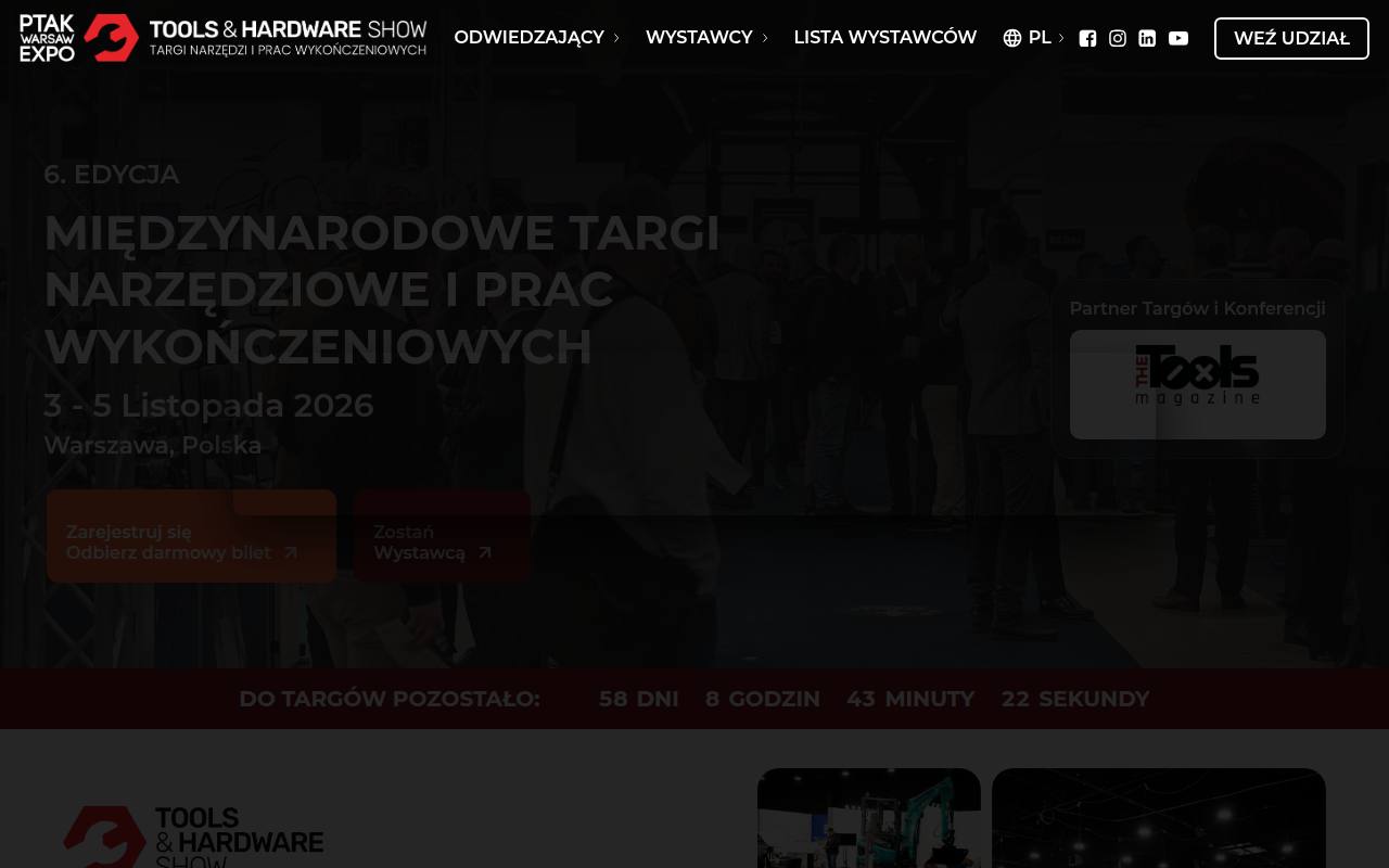 Strona targów Warsaw Tools & Hardware Show