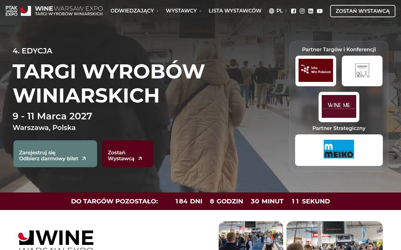 Strona targów Wine Warsaw Expo