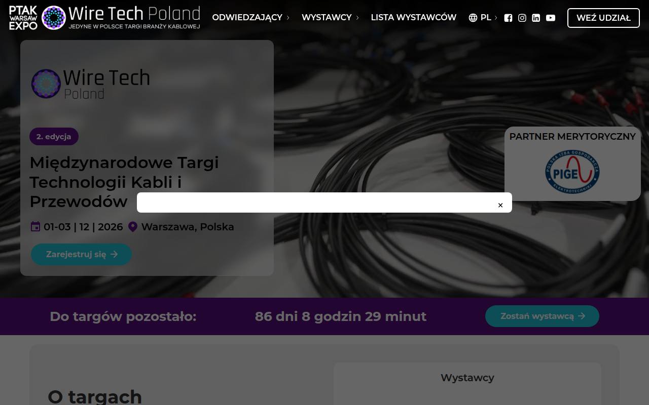 Strona targów Wire Tech Poland