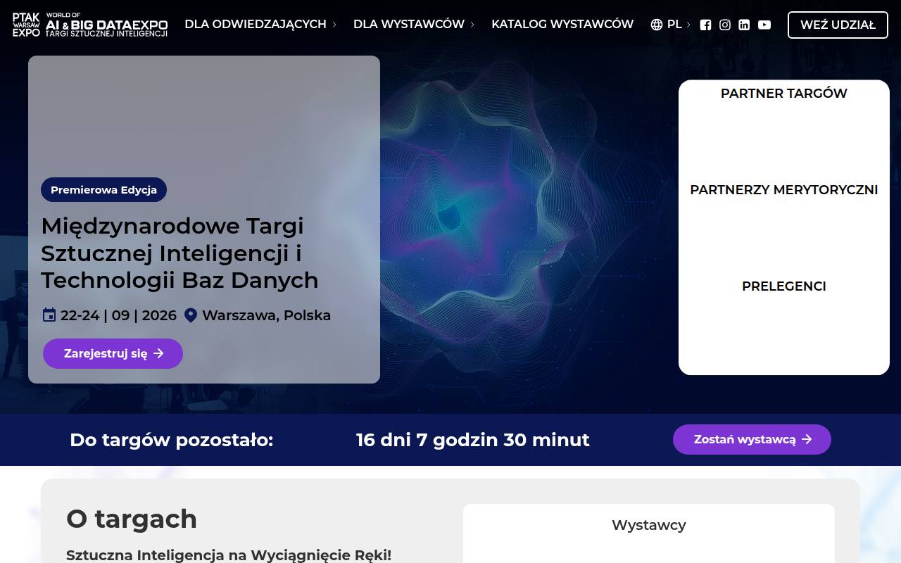 Strona targów World of AI & Big Data Expo