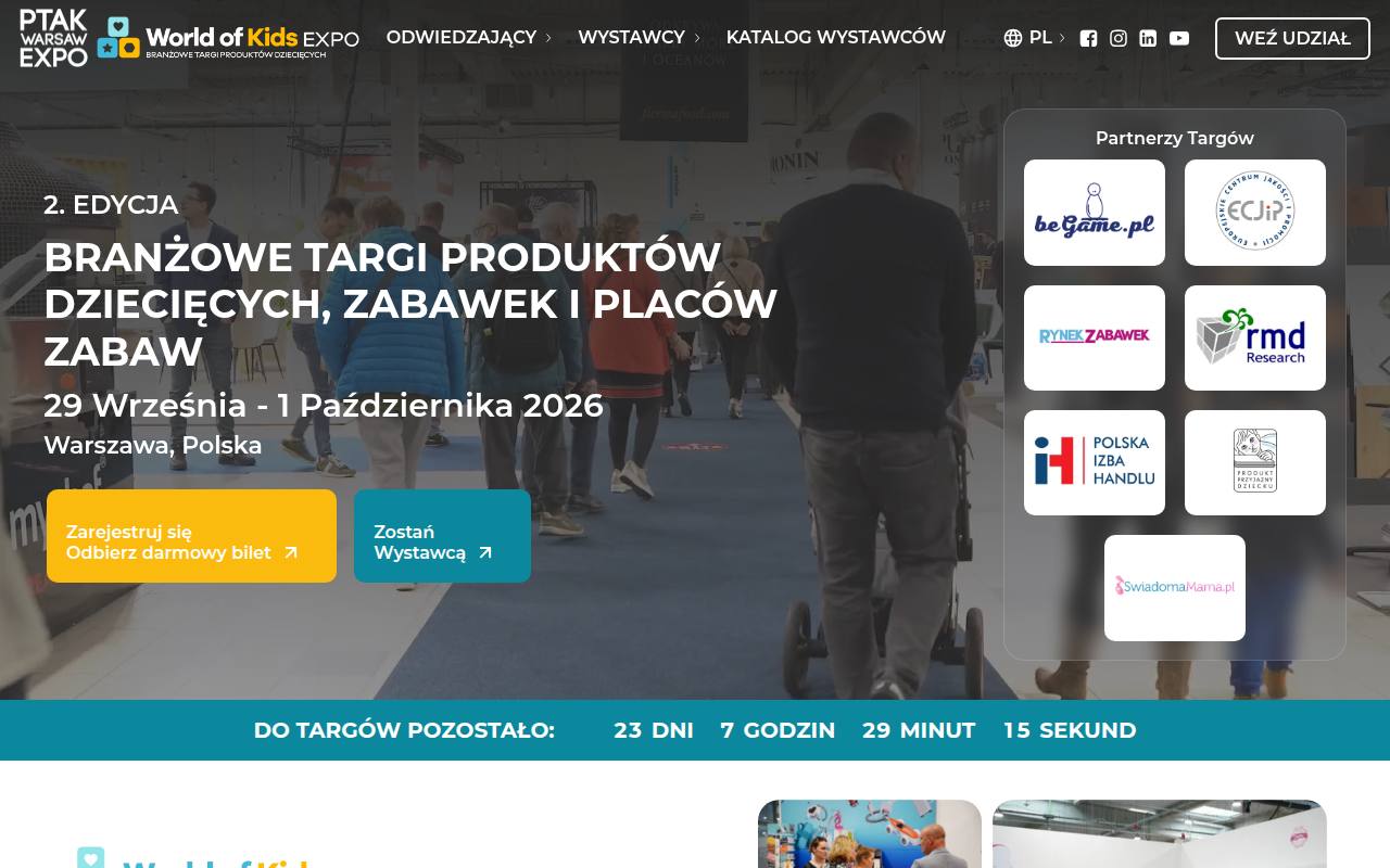 Strona targów World of Kids Expo