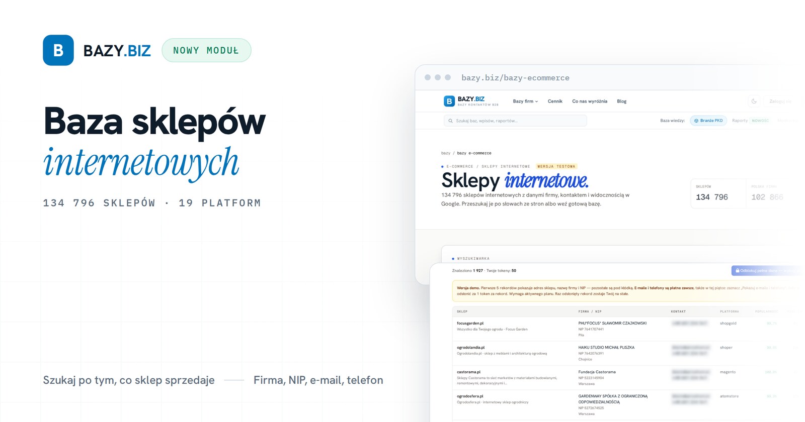 Bazy e-commerce: nowy moduł ze 134 796 sklepami internetowymi, które przeszukasz po tym, co sprzedają