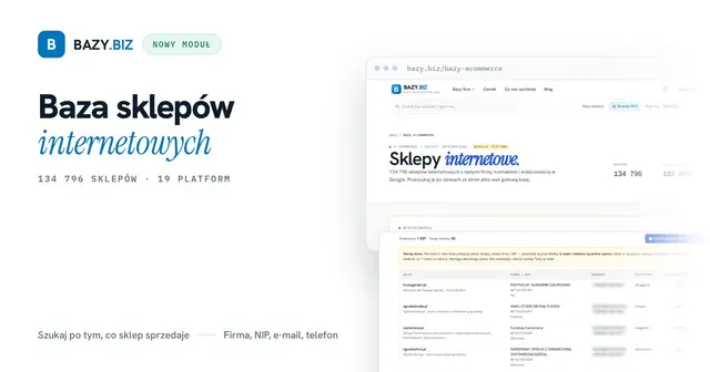 Bazy e-commerce: nowy moduł ze 134 796 sklepami internetowymi, które przeszukasz po tym, co sprzedają