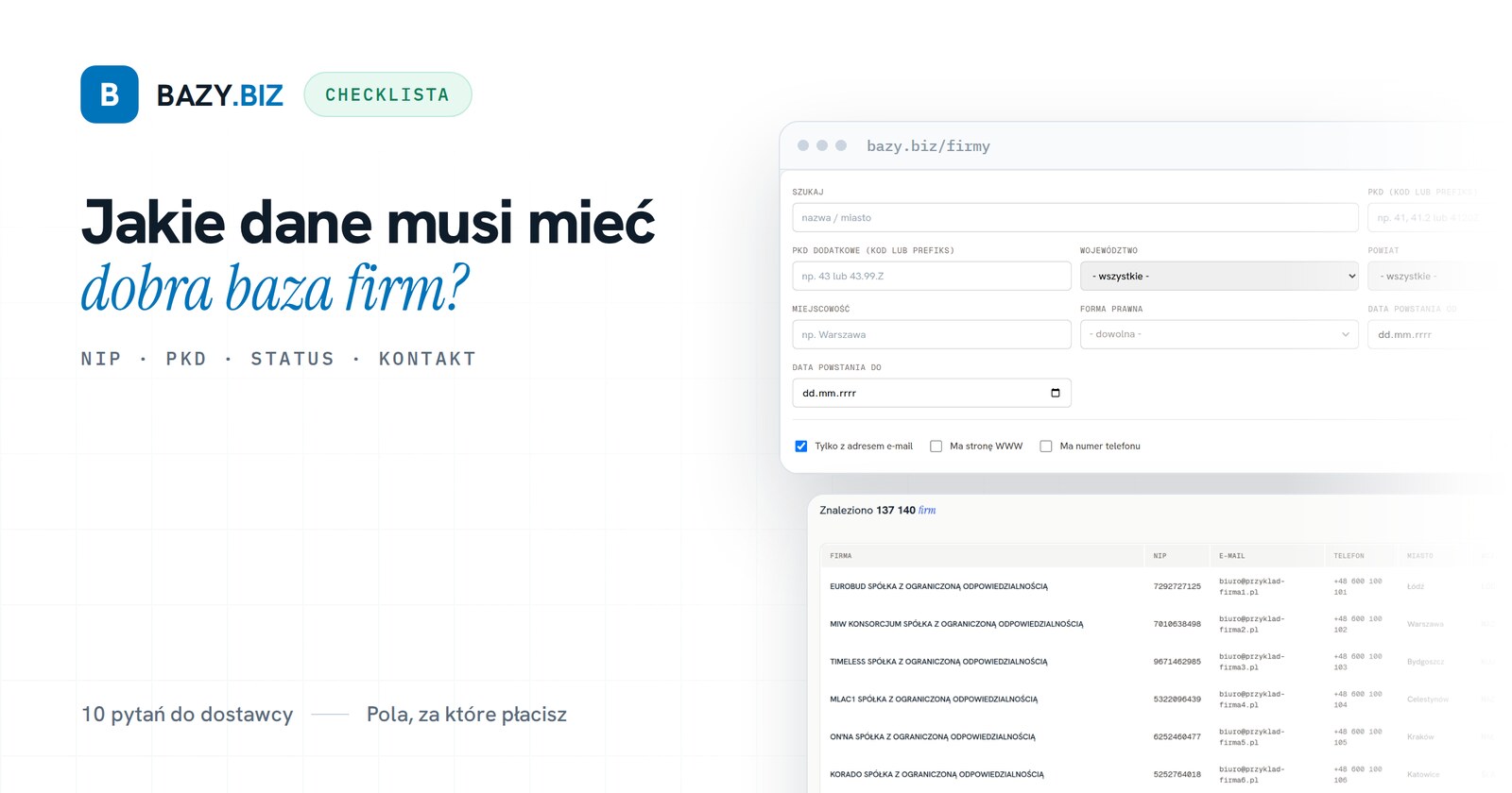 Jakie dane musi zawierać dobra baza firm? Checklista przed zakupem